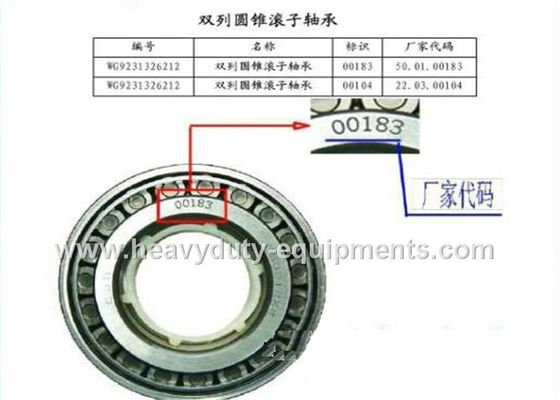 China número da peça AZ9231326212 do rolamento de rolo afilado da fileira do dobro da peça sobresselente do sinotruk fornecedor