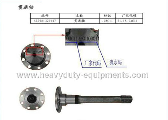 número da peça AZ9761321010 etc. do eixo da movimentação da peça sobresselente do sinotruk para caminhões do howo fornecedor